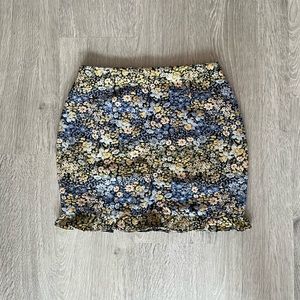 Bershka Embroidered Tapestry Floral Skirt